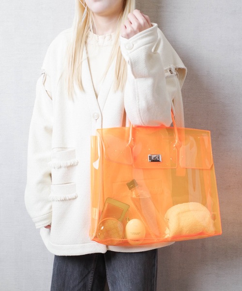 MOSCHINO レザーハンドバッグ フルーツ セール】VINYL TOTE BAG & STICKER SEAL SET / PVC / クリア