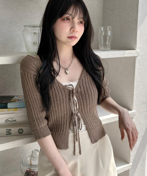 Ada. カーディガン フロントリボン ボレロ ニット トップス レディース
