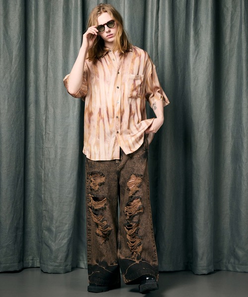 25s/s MAISON SPECIAL 総柄 しわ加工 半袖 シャツ メンズ MAISON SPECIAL 「MAISON SPECIAL」 半袖シャツ 1 マスタード