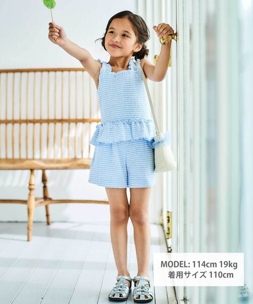 びび子5点セット BeBe（ベベ） セットアップ ぽこぽこシャーリングビスチェ+ショート