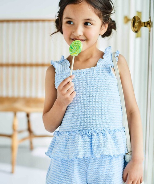 びび子5点セット BeBe（ベベ） セットアップ ぽこぽこシャーリングビスチェ+ショート