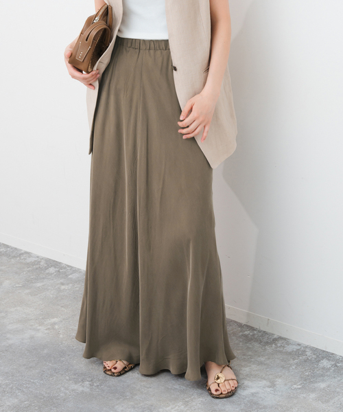 Spick＆Span スカート ウォッシャブルキュプラフレアスカート