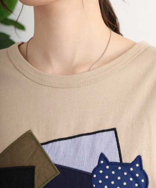 tシャツ EMAGO 異素材パッチワークＴシャツ レディース イマゴ / 異素材パッチワークTシャツ | BRAND,Emago | アバン