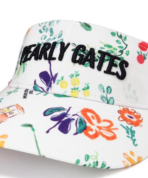 PEARLY GATES サンバイザー 「PEARLY GATES」ビオ花柄つば広