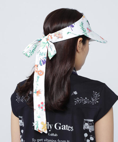 PEARLY GATES サンバイザー 「PEARLY GATES」ビオ花柄つば広