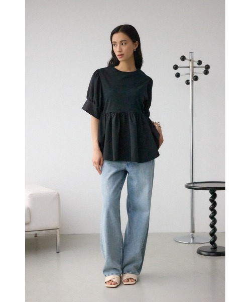 LE CIEL BLEU - アンシャントマン ブラウス シャツ AZUL BY MOUSSY ブラウス シャツ 袖カフスペプラムトップス