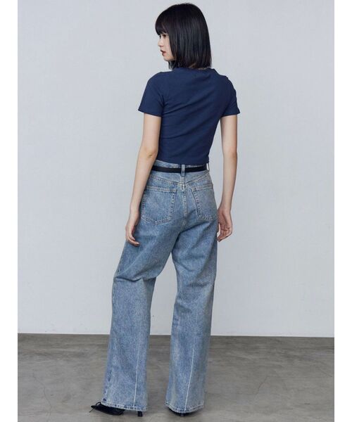 EMODAストレッチハイウエスト フレアデニムSサイズ EMODA ジーンズ デニム デニムパンツ ハングリボンフレアハイ