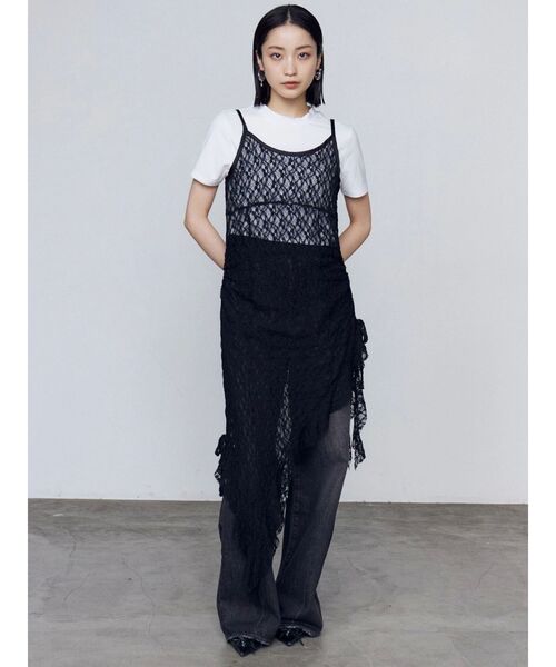 ルーズワイドハイウエストジーンズ ブラック M エモダ EMODA ルーズワイドハイウエストジーンズ （ブラック