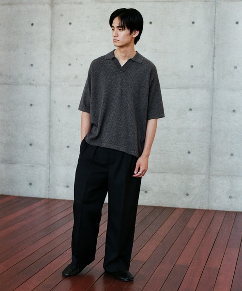 【新品・未開封】WYM LIDNM PIN BORDER KNIT POLO 赤 PIN BORDER KNIT POLO（ポロシャツ）｜WYM LIDNM（ウィム バイ