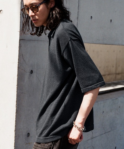トップス wym lidnm PIN BORDER KNIT POLO M WYM LIDNM ポロシャツ PIN BORDER KNIT POLO メンズ : ZOZOTOWN