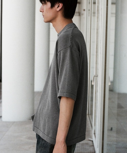 WYM LIDNM ポロシャツ PIN BORDER KNIT POLO メンズ : ZOZOTOWN