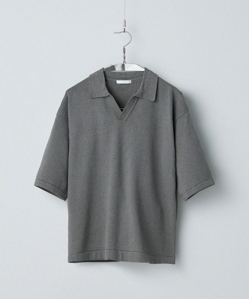 WYM LIDNM ポロシャツ 半袖 PIN BORDER KNIT POLO メンズ : ZOZOTOWN