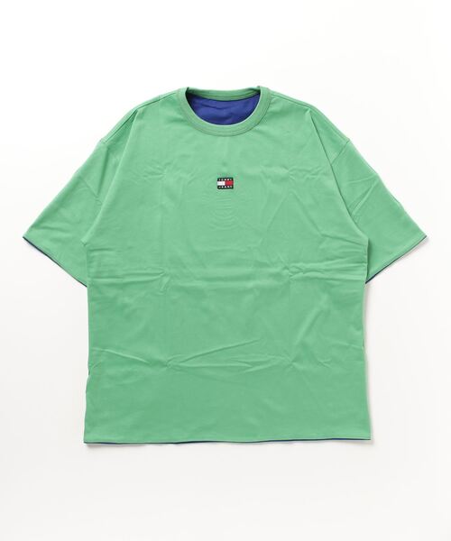 「TOMMY JEANS」 半袖Tシャツ LARGE グレー メンズ