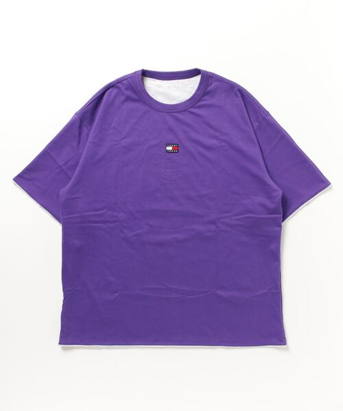 「TOMMY JEANS」 半袖Tシャツ LARGE グレー メンズ
