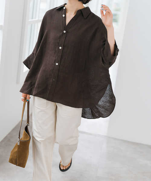 Spick＆Span ブラウス シャツ 60リネンキャンバスドルマンン