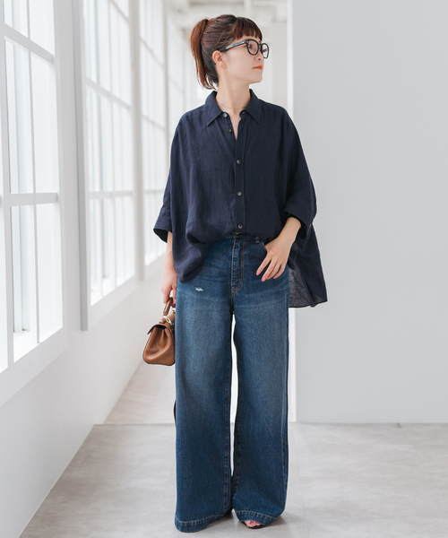 Spick＆Span ブラウス シャツ 60リネンキャンバスドルマンン