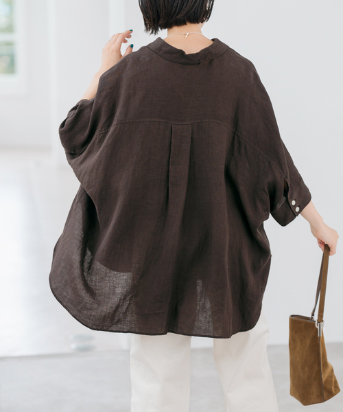Spick＆Span ブラウス シャツ 60リネンキャンバスドルマンン