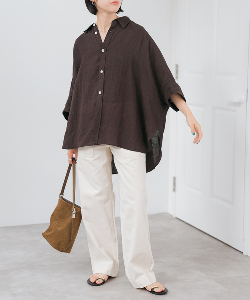 Spick＆Span ブラウス シャツ 60リネンキャンバスドルマンン