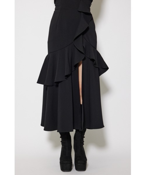 スカート 「2025AW」フリルスリットハイウエストスコートショート