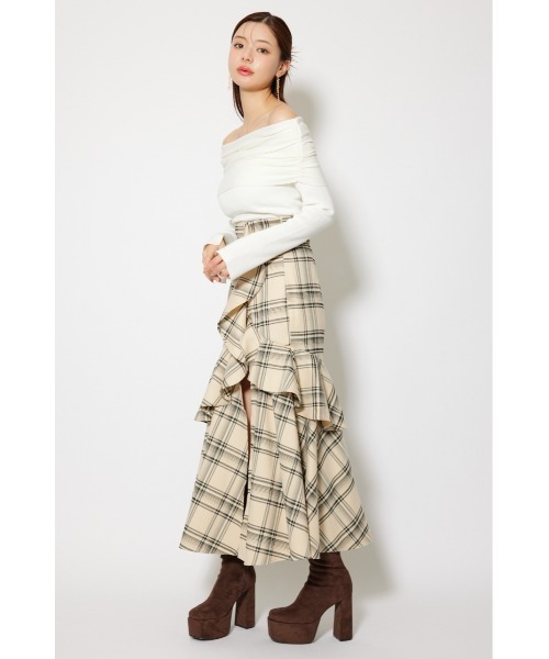 【rienda】フリルスリットハイウエストスカートショートパンツ rienda（リエンダ）の「フリルスリットハイウエストスカート