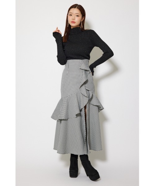 rienda チェックスリットスカート rienda | チェックフリルスリットスコートショートパンツ