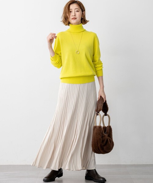 ニット セーター ピュアカシミヤ タートルネック レディース