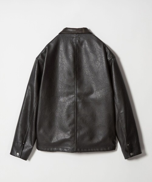 ☆美品　BEAUTY&YOUTH ブラックカバーオール　ジャケット　Mサイズ レザーライク カバーオール ジャケット（カバーオール