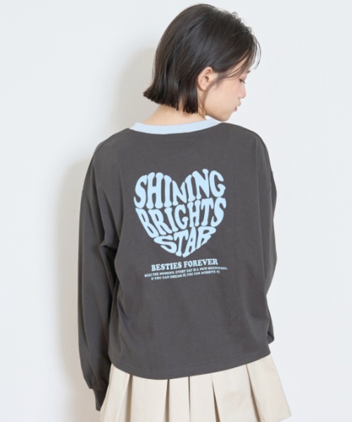 LOVETOXIC tシャツ 「GOODPRICE」「LTXC」ハートバイカラー長袖Tシャツ