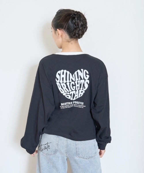 LOVETOXIC tシャツ ハートバイカラー長袖Tシャツ キッズ 子供服