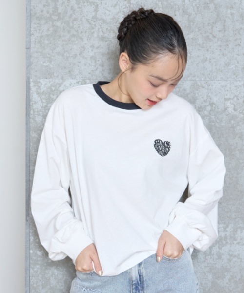 LOVETOXIC tシャツ 「GOODPRICE」「LTXC」ハートバイカラー長袖Tシャツ