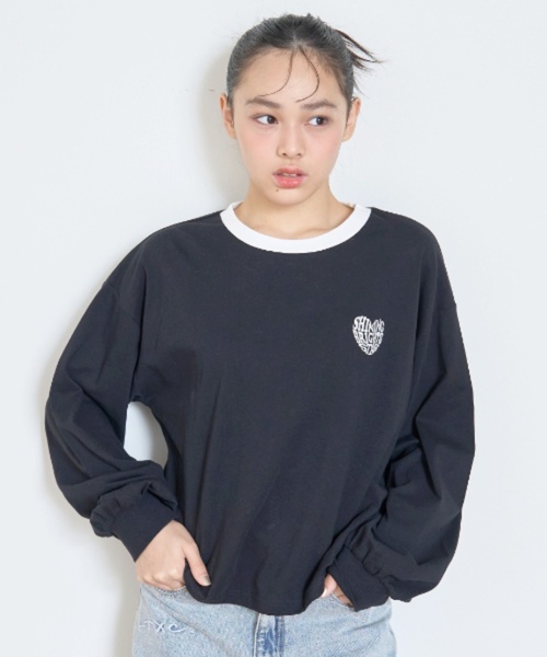 LOVETOXIC tシャツ 「GOODPRICE」「LTXC」ハートバイカラー長袖Tシャツ