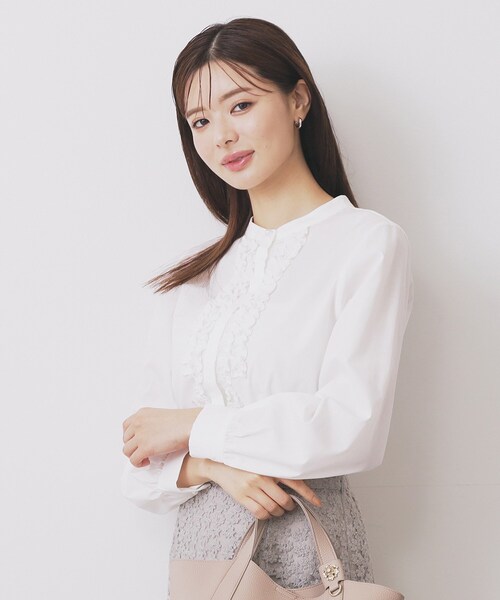 index（インデックス） ブラウス シャツ バンドカラーフリルブラウス