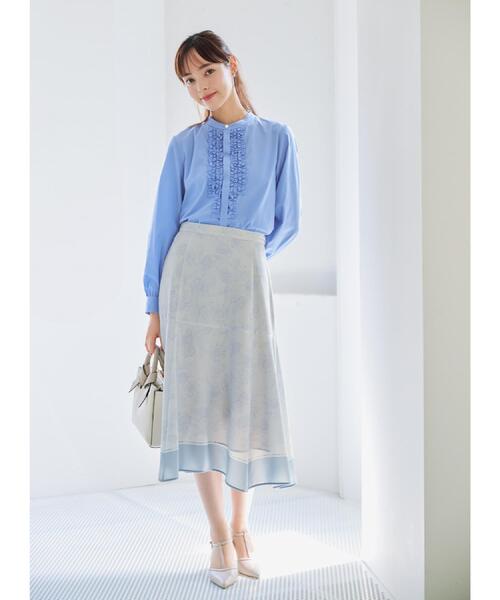 タグ付き新品★22OCTOBRE バンドカラー フリル ブラウス 22 OCTOBRE - タグ付き新品☆22OCTOBRE バンドカラー フリル ブラウス