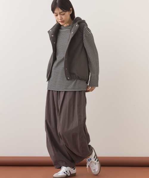 OMNES（オムネス） ベスト ジレ 裏起毛ボンディングボタンショート丈