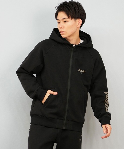 【おまけ付き】アピア×ニューエラ　ブラックパーカー NEW ERA（ニューエラ） パーカー ジップアップパーカー 軽量 保温