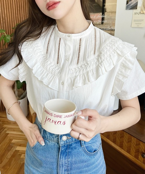 「moment+」 半袖ブラウス M オフホワイト レディース_画像3