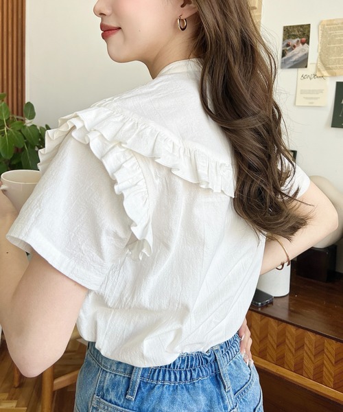 「moment+」 半袖ブラウス M オフホワイト レディース_画像4