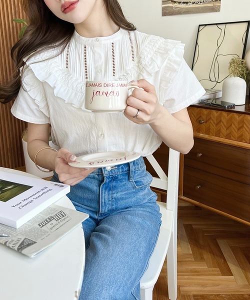 「moment+」 半袖ブラウス M オフホワイト レディース_画像5