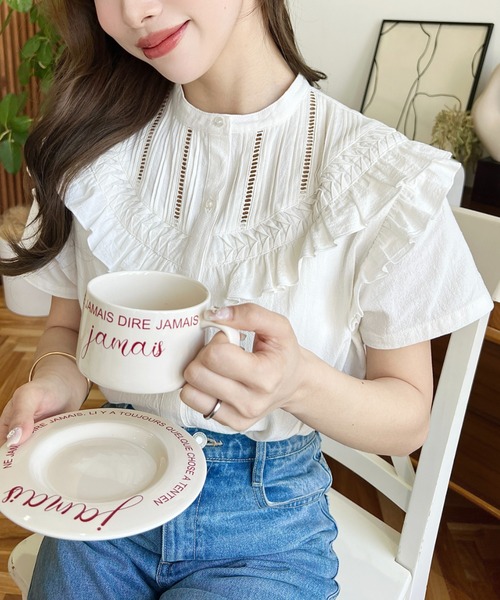 「moment+」 半袖ブラウス M オフホワイト レディース_画像6