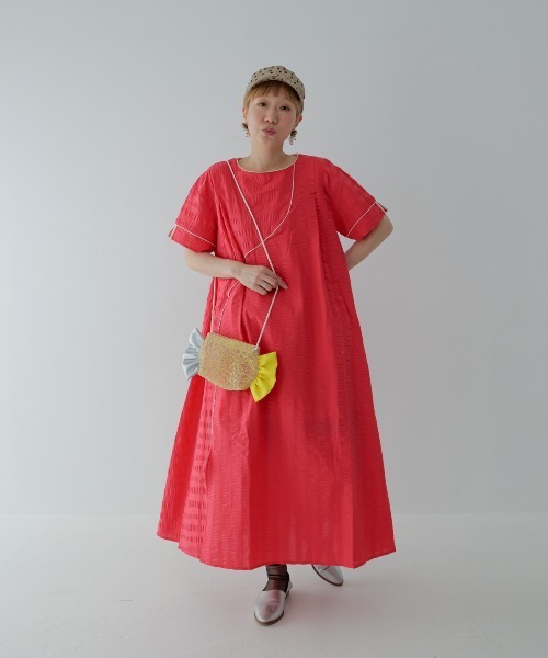 「unica」 半袖ワンピース F レッド レディース_画像9