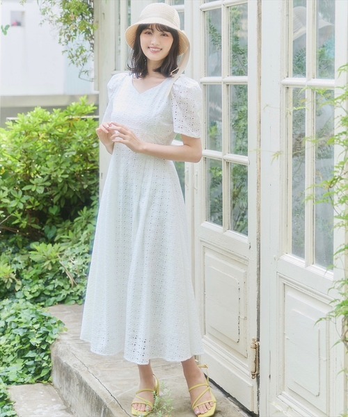 「SWINGLE」 半袖ワンピース FREE クリーム レディース_画像4