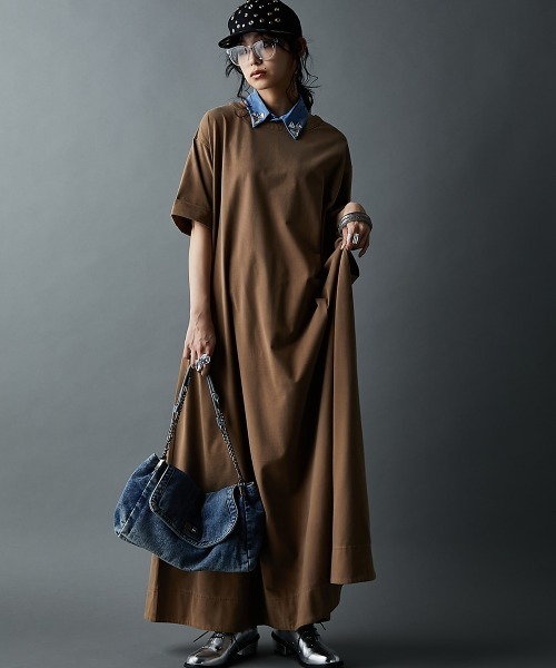 「GEVS.」 「SMILELAND」半袖ワンピース M サックスブルー レディース_画像4