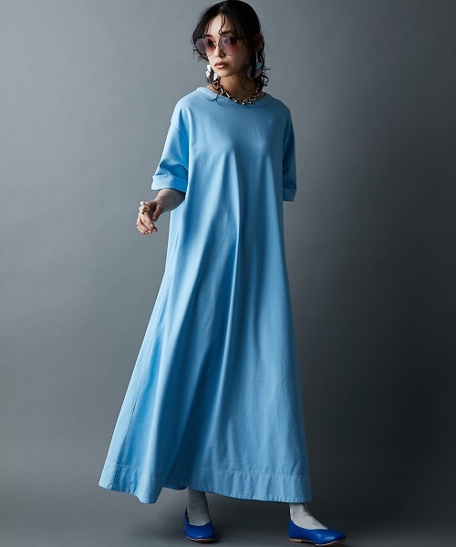 「GEVS.」 「SMILELAND」半袖ワンピース M サックスブルー レディース_画像7