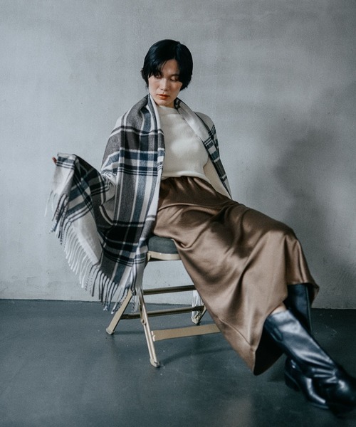 LEPSIM（レプシィム） ストール マフラー 洗えるチェック柄ストール