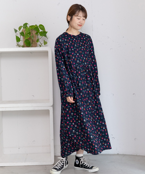 プードゥドゥ（POU DOU DOU）/フラワープリント切替ギャザーワンピース POU DOU DOU（プードゥドゥ） ワンピース フラワープリント切替
