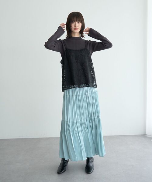 YECCA VECCA（イェッカヴェッカ） ロング スカート ランダムプリーツ