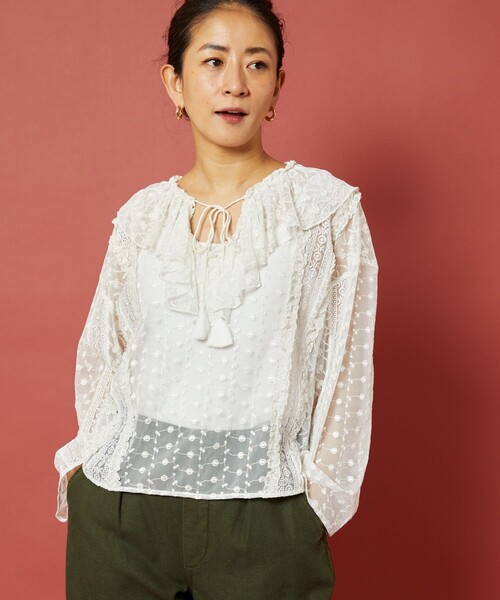 「Freada」 長袖ブラウス ONE SIZE ホワイト レディース_画像8