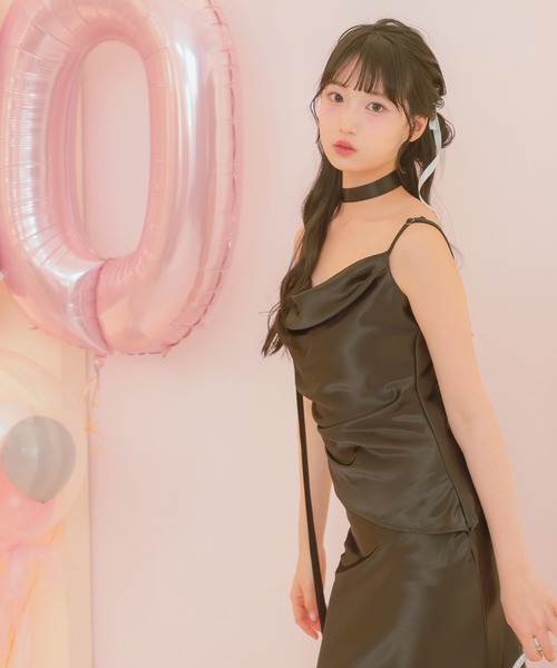 ドレス パーティードレス 二次会 リボン付き胸元ドレープデザインロング 結婚式 大きいサイズ 20代 30代 お呼ばれ