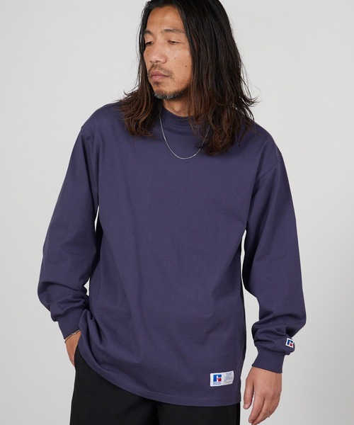ラッセルノ　カレッジルーズモックネックＴシャツ　Ｌサイズ相当　パープル Russell Athletic（ラッセル アスレティック） tシャツ Campus Jersey