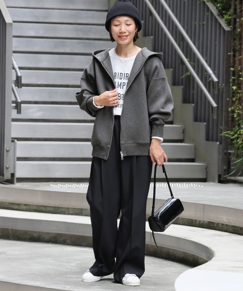 「JOURNAL STANDARD relume」 ジップアップパーカー FREE スミクロ レディースの画像